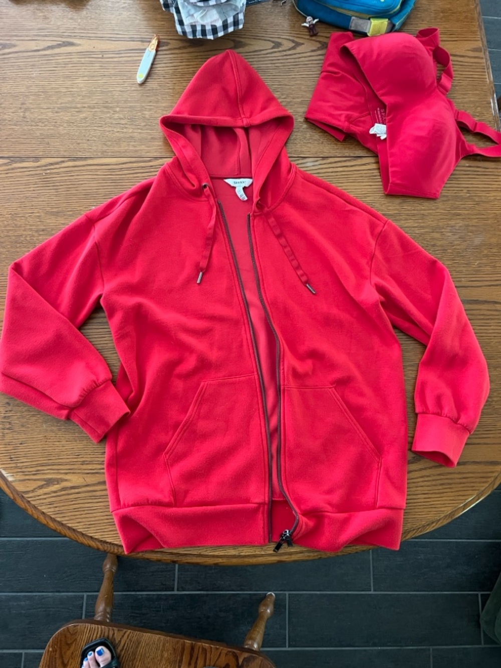 SPANX AirEssentials Brushed Full Zip Hoodie Spanx Red in M